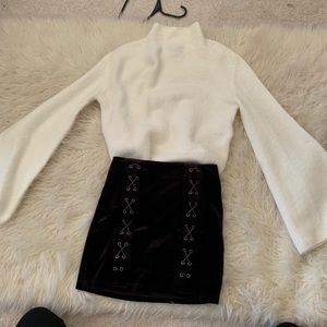 White Turtle Neck Bell Sleeve Sweater